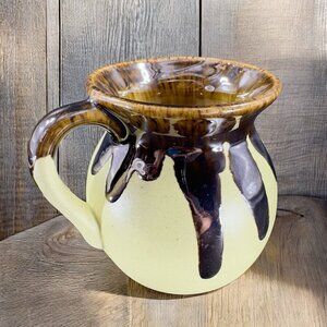 Hand Made Mexico Pottery Cup Mug Green With Heavy Drip‎ Glaze Stoneware Mug Cup